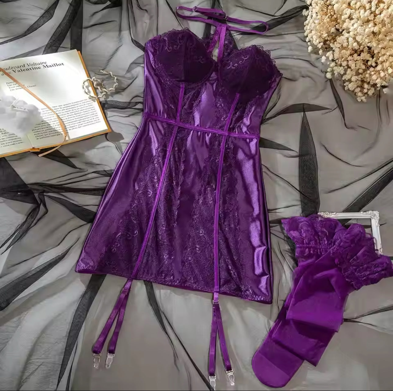 Megan™ | Babydoll din Satin cu Detalii din Dantelă