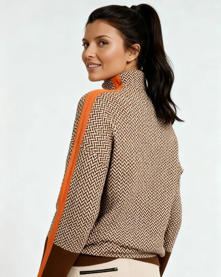 Valentina | Pulover cu guler înalt și dungi contrastante