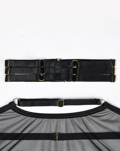 Eline™ | Set de Lenjerie din Mesh Transparent 4 Piese cu Sutien & Funda