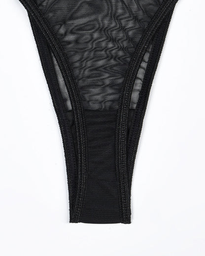 Eline™ | Set de Lenjerie din Mesh Transparent 4 Piese cu Sutien & Funda